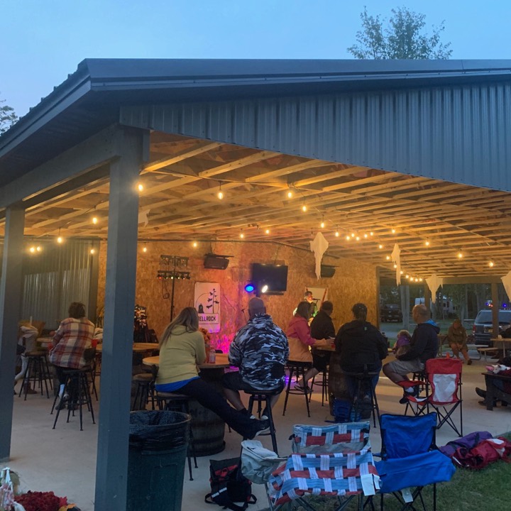 Crowd at the pavilion for live music at night
